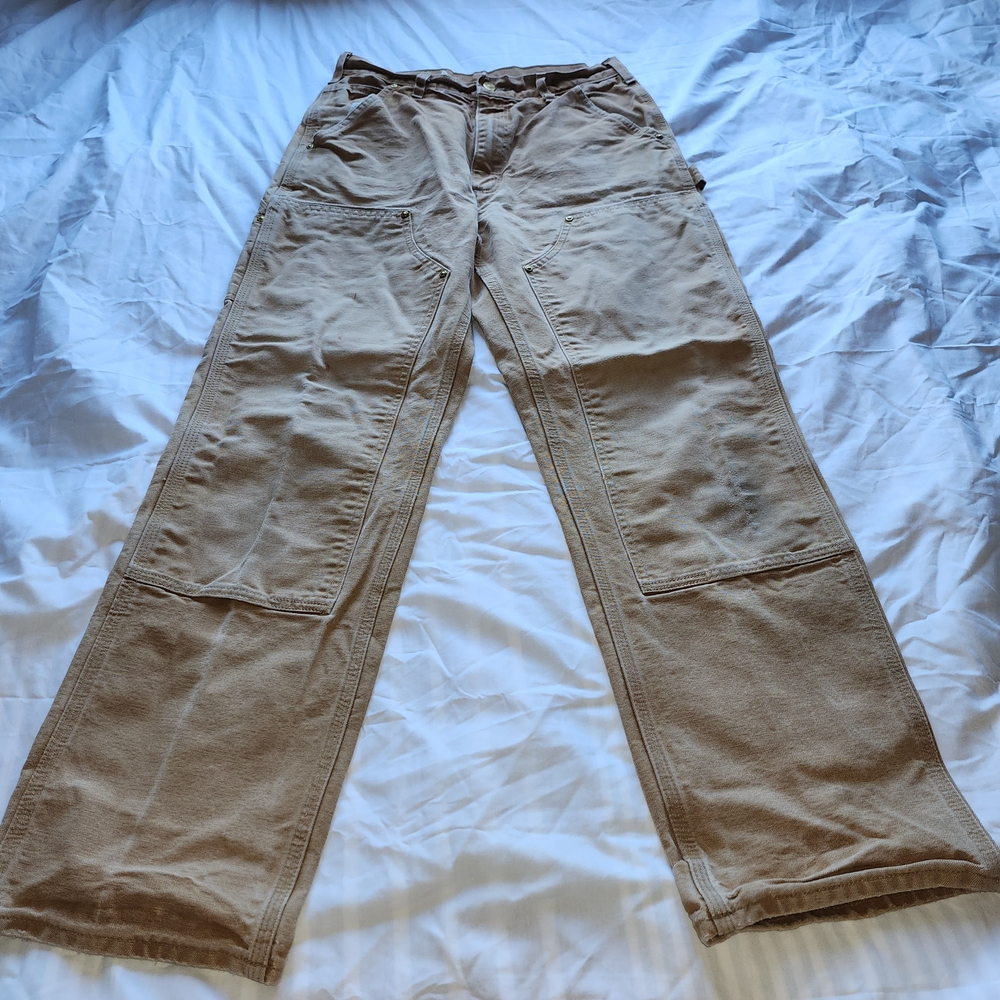 Vtg USA Carhartt B01 Double Knee Duck Canvas Workwear Carpenter Pants Sz 31/32